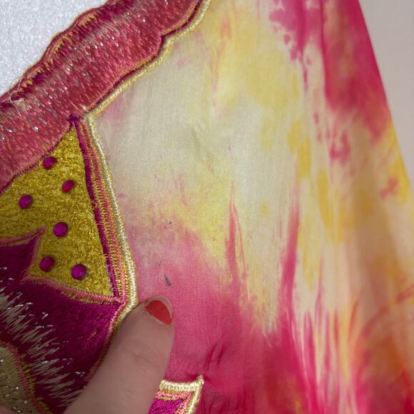 Stunning Silk Women’s Tie Dye Multicolor Kaftan Boho Ethereal Coverup OS - Picture 11 of 16